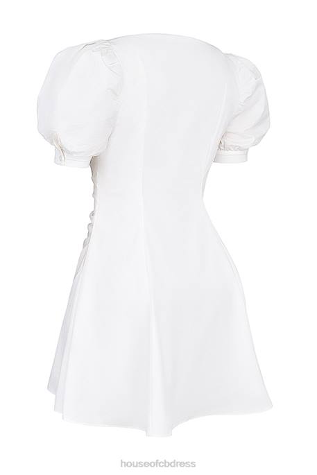 House of CB Hameda White Puff Sleeve Mini Dress Clothing 4H6N200