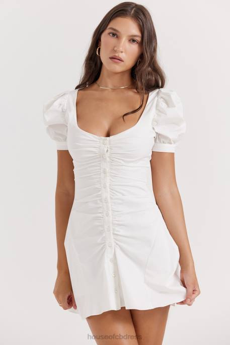 House of CB Hameda White Puff Sleeve Mini Dress Clothing 4H6N200