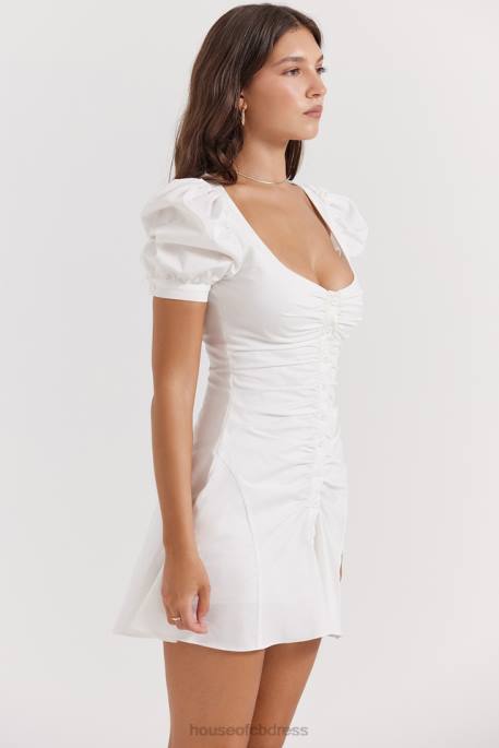 House of CB Hameda White Puff Sleeve Mini Dress Clothing 4H6N200