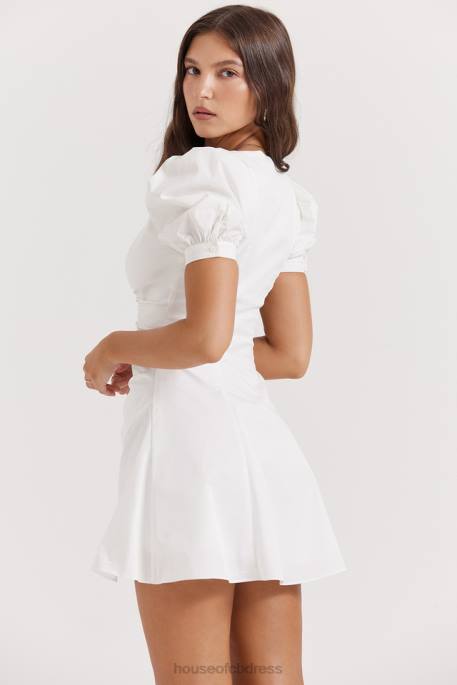 House of CB Hameda White Puff Sleeve Mini Dress Clothing 4H6N200