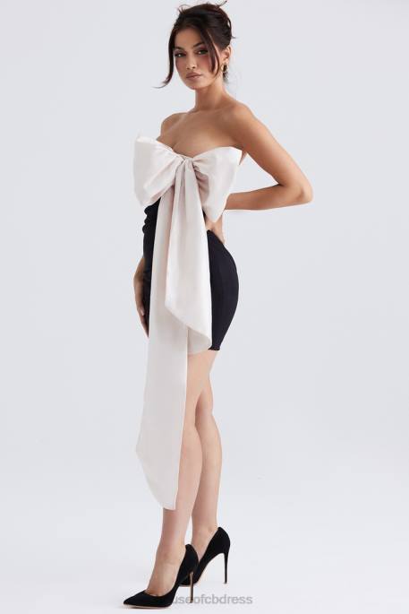 House of CB Jana Black & Ivory Bow Mini Dress Clothing 4H6N347