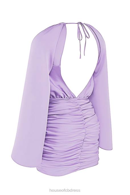 House of CB Kate Orchid Satin Wrap Front Mini Dress Clothing 4H6N458