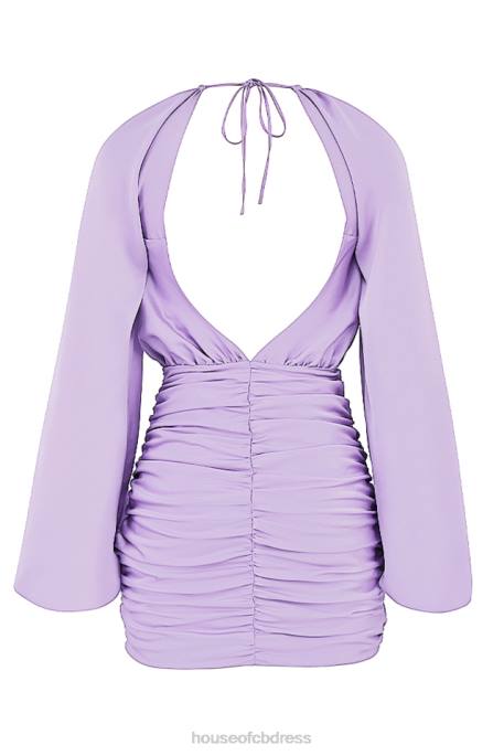House of CB Kate Orchid Satin Wrap Front Mini Dress Clothing 4H6N458
