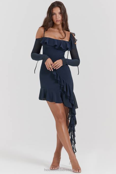 House of CB Kiki French Navy Ruffle Mini Dress Clothing 4H6N162