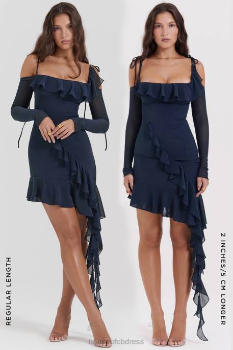 House of CB Kiki French Navy Ruffle Mini Dress Clothing 4H6N162
