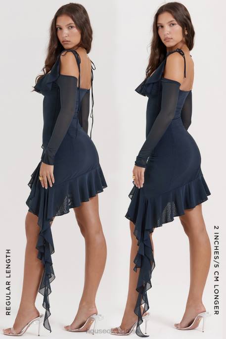 House of CB Kiki French Navy Ruffle Mini Dress Clothing 4H6N162