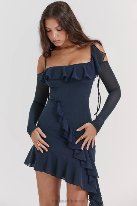 House of CB Kiki French Navy Ruffle Mini Dress Clothing 4H6N162