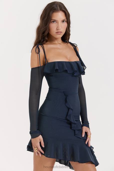House of CB Kiki French Navy Ruffle Mini Dress Clothing 4H6N162