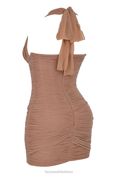 House of CB Laetitia Hazelnut Gathered Mini Dress Clothing 4H6N190