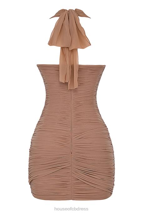 House of CB Laetitia Hazelnut Gathered Mini Dress Clothing 4H6N190