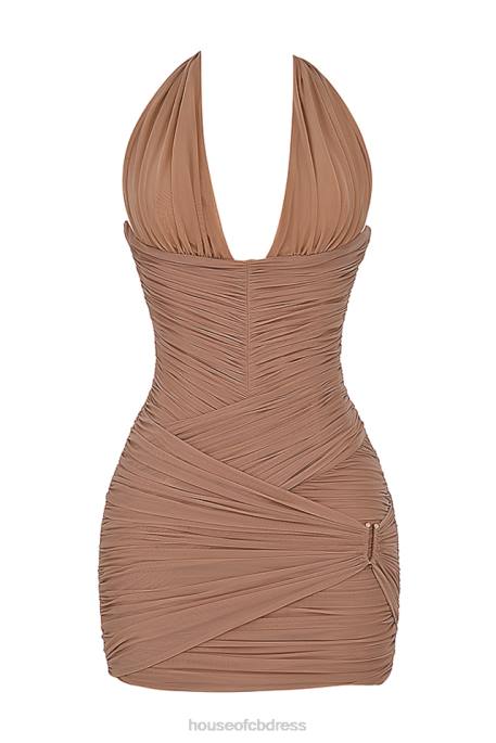 House of CB Laetitia Hazelnut Gathered Mini Dress Clothing 4H6N190