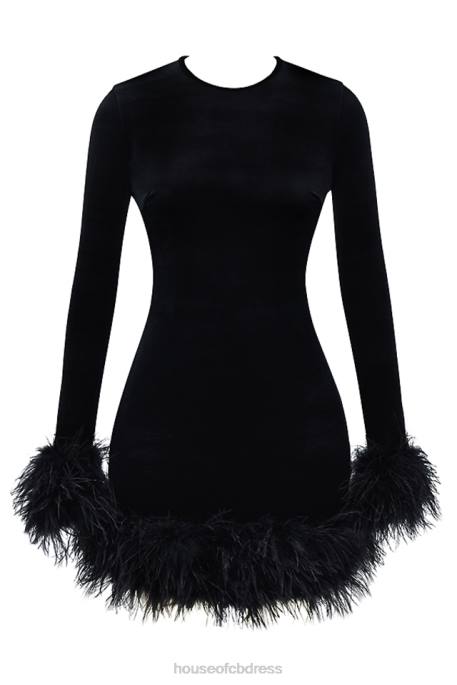 House of CB Lavinia Black Velvet Mini Dress Clothing 4H6N350