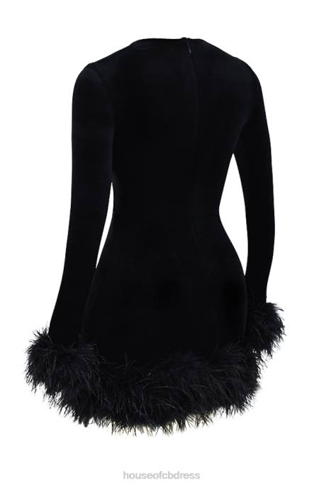 House of CB Lavinia Black Velvet Mini Dress Clothing 4H6N350