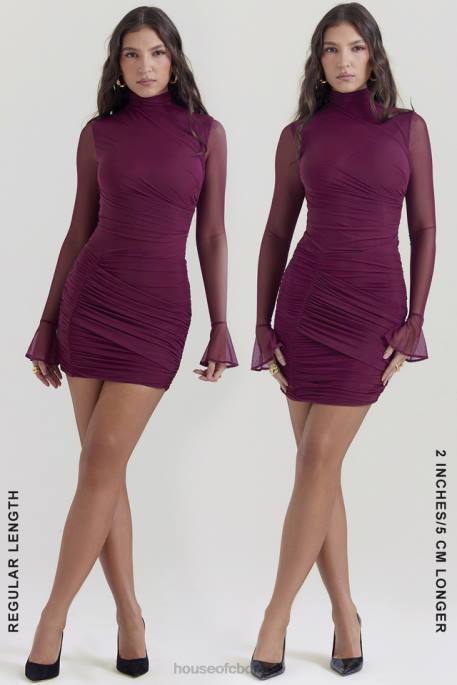 House of CB Lucasta Mulberry Gathered Mini Dress Clothing 4H6N134
