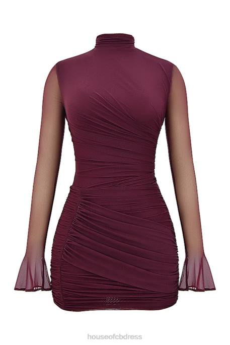 House of CB Lucasta Mulberry Gathered Mini Dress Clothing 4H6N134