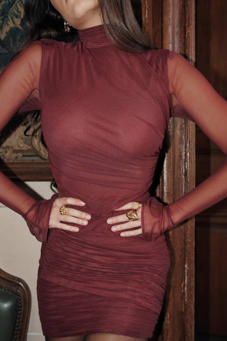 House of CB Lucasta Mulberry Gathered Mini Dress Clothing 4H6N134