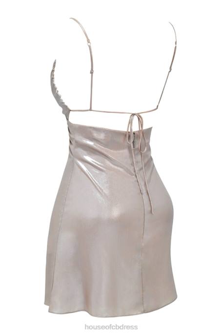House of CB Lucilla Beige Shimmer Mini Dress Clothing 4H6N354