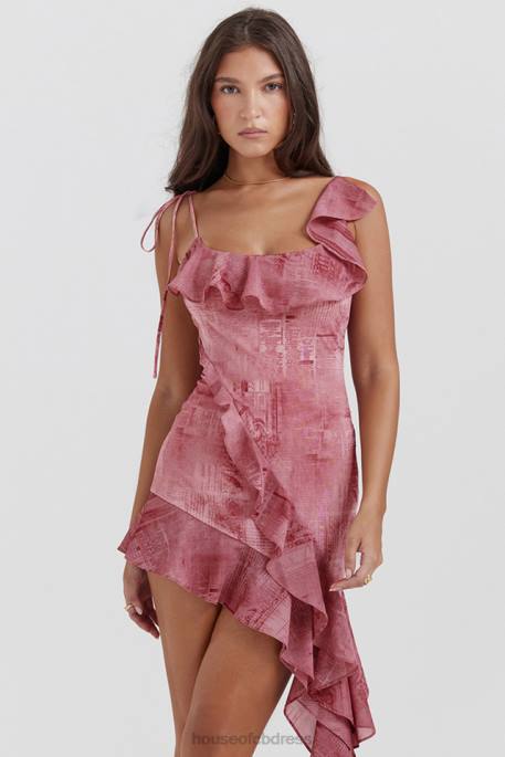House of CB Lyrah Pink Print Ruffle Mini Dress Clothing 4H6N140
