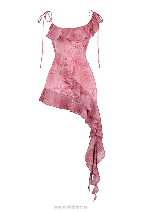 House of CB Lyrah Pink Print Ruffle Mini Dress Clothing 4H6N140