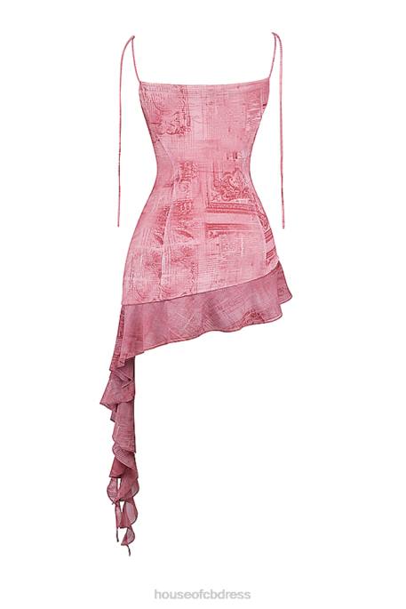 House of CB Lyrah Pink Print Ruffle Mini Dress Clothing 4H6N140