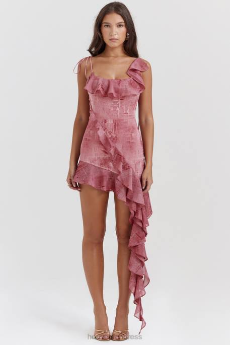 House of CB Lyrah Pink Print Ruffle Mini Dress Clothing 4H6N140