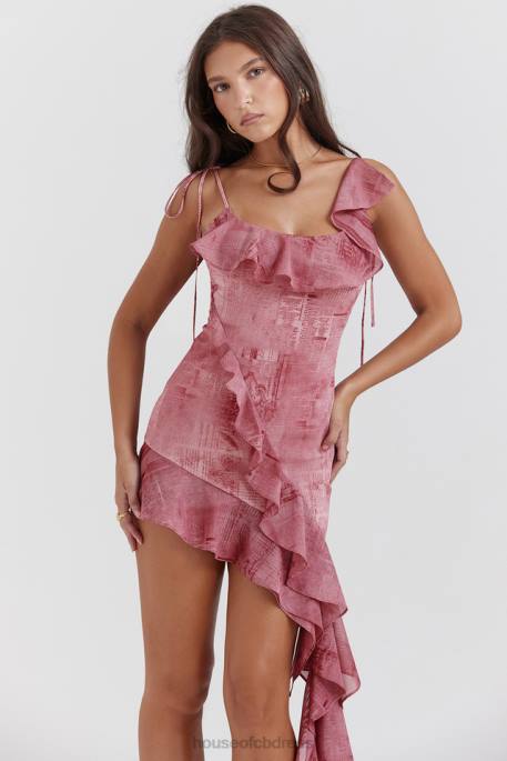 House of CB Lyrah Pink Print Ruffle Mini Dress Clothing 4H6N140