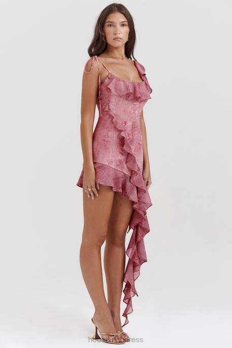 House of CB Lyrah Pink Print Ruffle Mini Dress Clothing 4H6N140
