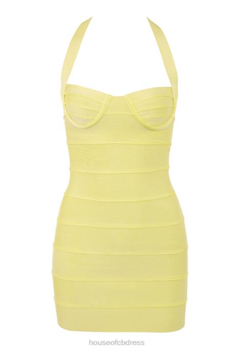 House of CB Maliha Buttercup Bandage Halter Mini Dress Clothing 4H6N402