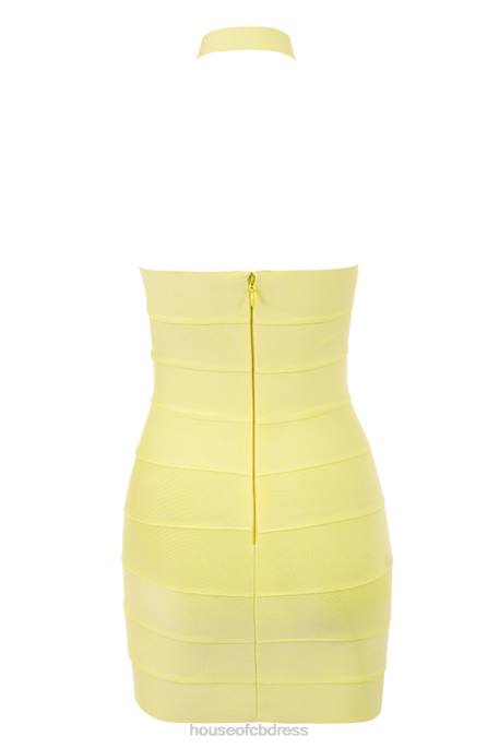 House of CB Maliha Buttercup Bandage Halter Mini Dress Clothing 4H6N402
