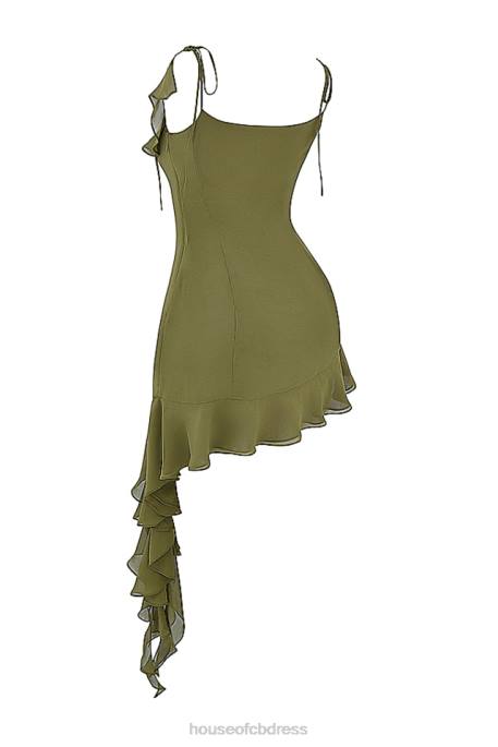 House of CB Marcia Olive Ruffle Mini Dress Clothing 4H6N173