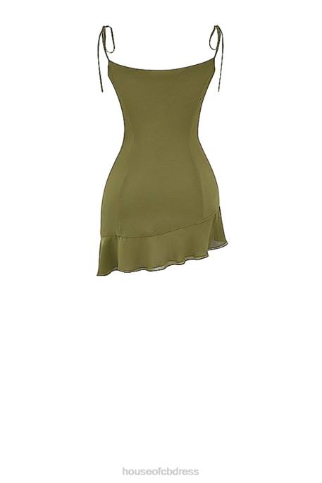 House of CB Marcia Olive Ruffle Mini Dress Clothing 4H6N173