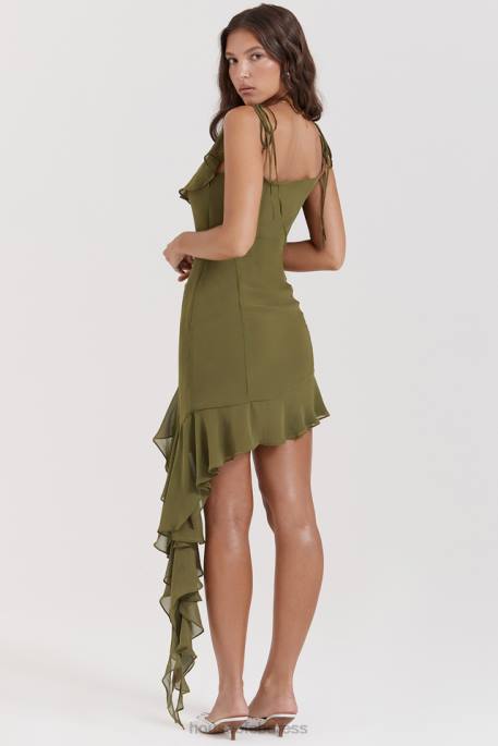House of CB Marcia Olive Ruffle Mini Dress Clothing 4H6N173