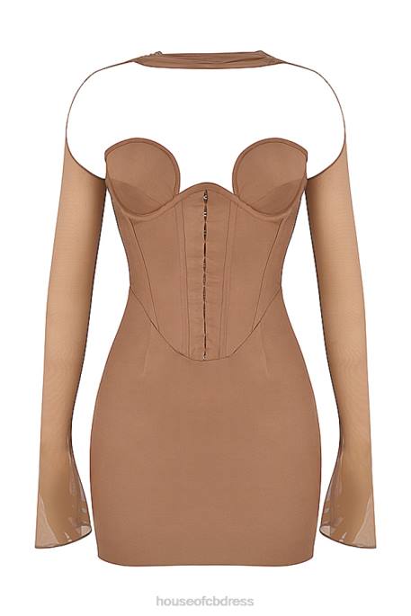 House of CB Mayara Mocha Structured Corset Mini Dress Clothing 4H6N480