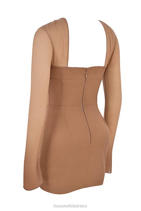 House of CB Mayara Mocha Structured Corset Mini Dress Clothing 4H6N480