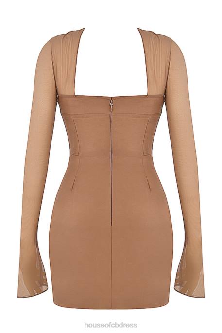 House of CB Mayara Mocha Structured Corset Mini Dress Clothing 4H6N480