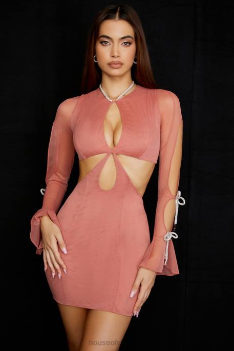 House of CB Miranda Rose Crystal Trim Cutout Mini Dress Clothing 4H6N511