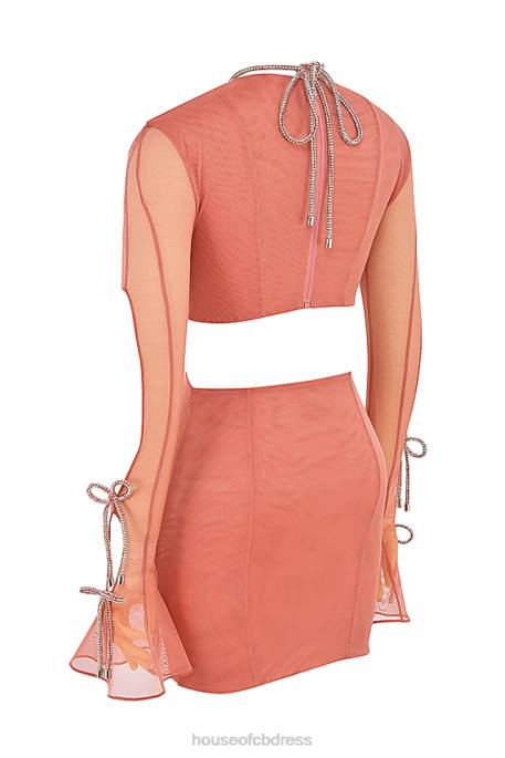 House of CB Miranda Rose Crystal Trim Cutout Mini Dress Clothing 4H6N511
