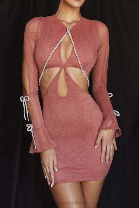 House of CB Miranda Rose Crystal Trim Cutout Mini Dress Clothing 4H6N511