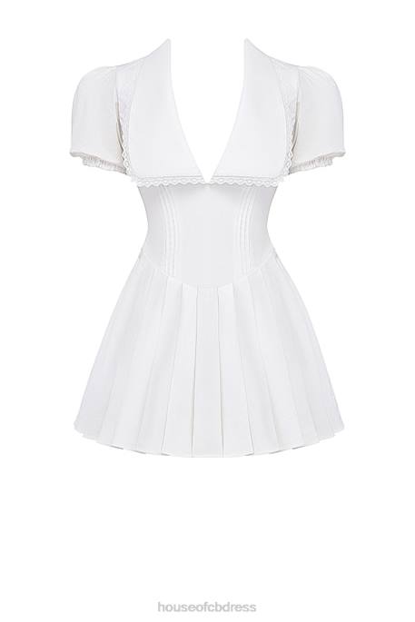 House of CB Piera White Pleated Mini Dress Clothing 4H6N218