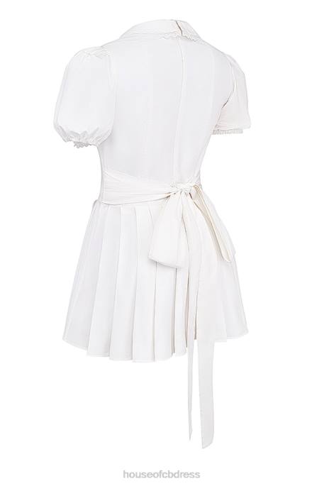House of CB Piera White Pleated Mini Dress Clothing 4H6N218