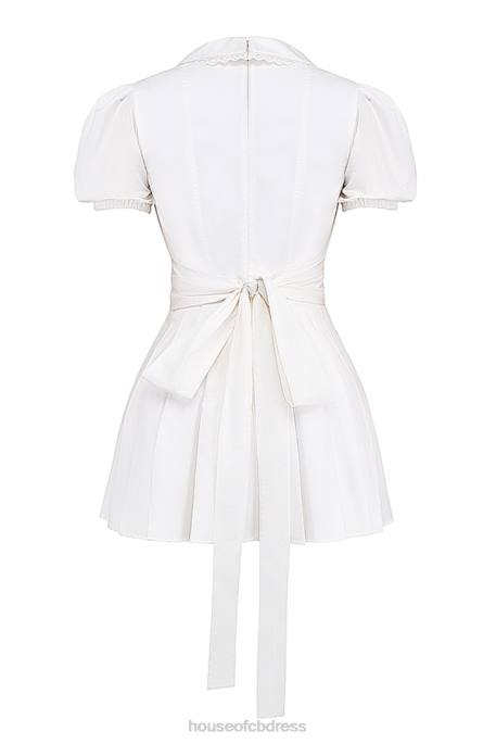 House of CB Piera White Pleated Mini Dress Clothing 4H6N218
