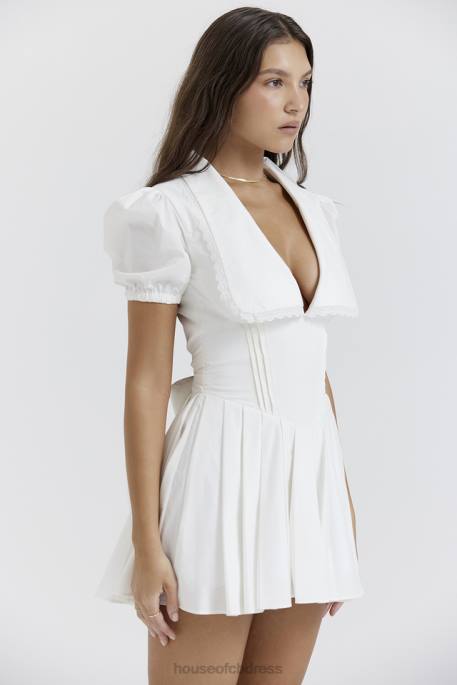 House of CB Piera White Pleated Mini Dress Clothing 4H6N218