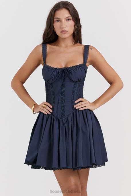 House of CB Pietra French Navy Corset Mini Dress Clothing 4H6N157
