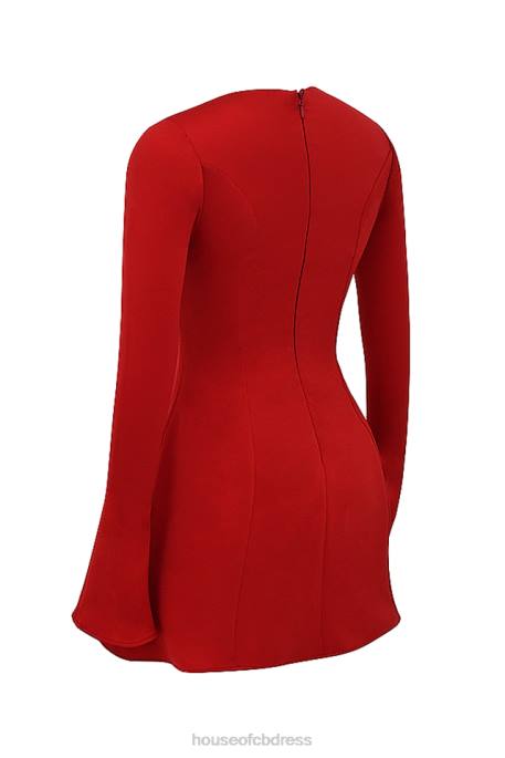 House of CB Sacha Red Satin Mini Dress Clothing 4H6N352