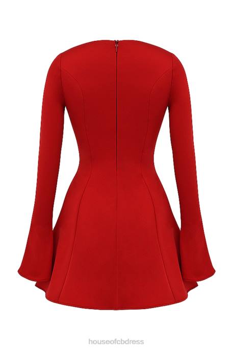 House of CB Sacha Red Satin Mini Dress Clothing 4H6N352