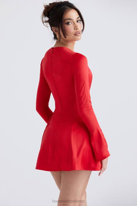 House of CB Sacha Red Satin Mini Dress Clothing 4H6N352