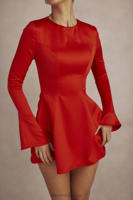 House of CB Sacha Red Satin Mini Dress Clothing 4H6N352