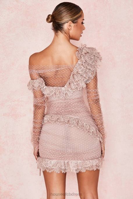 House of CB Sorrel Blush Lace Frill Mini Dress Clothing 4H6N632