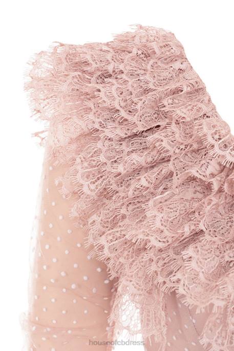 House of CB Sorrel Blush Lace Frill Mini Dress Clothing 4H6N632