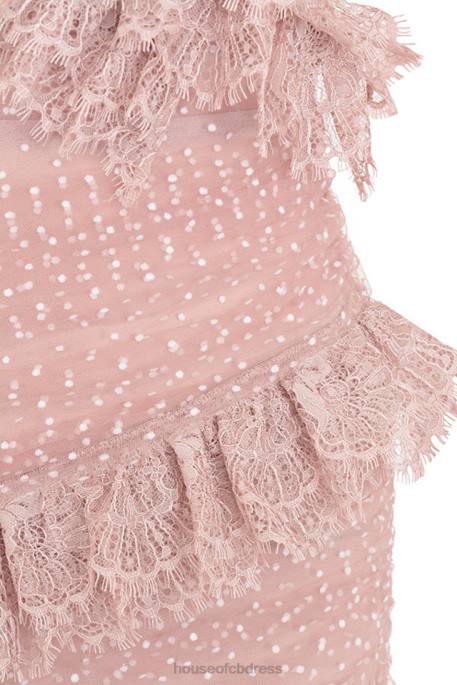 House of CB Sorrel Blush Lace Frill Mini Dress Clothing 4H6N632